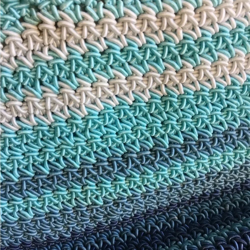 Amanda Smith Handmade Turquoise Ombre Crochet Tote Bag